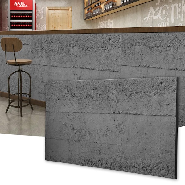 Art3dwallpanels 1.18 in. x 23.6 in. x 48.4 in. Gray Stone Texture Finish Square Edge PU Decorative Wall Paneling (4-Pack)