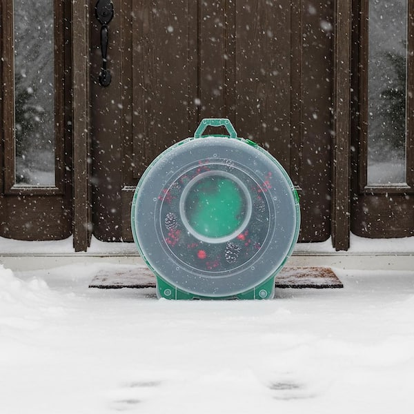 IRIS 24 in. Wreath Storage Tote, Green Body and Clear Lid (2-Pack