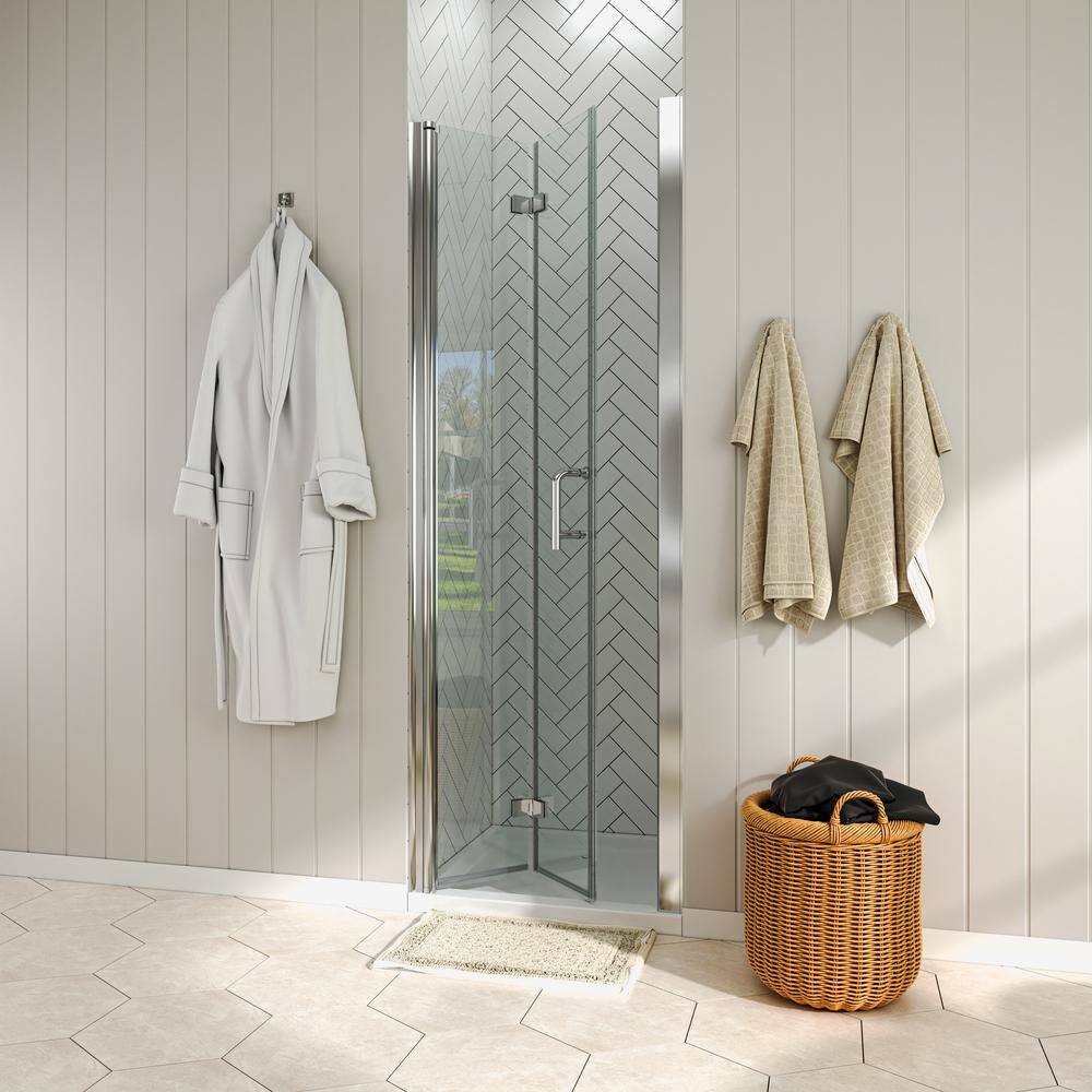 Chrome Frameless Bi-Fold Shower Door with Clear Glass