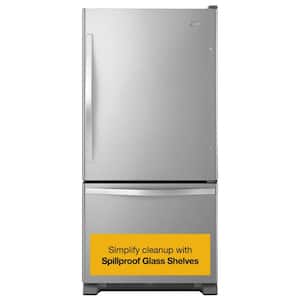 22 cu. ft. Bottom Freezer Refrigerator in Stainless Steel with Spill Guard Glass Shelves