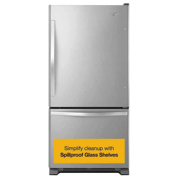 22 cu. ft. Bottom Freezer Refrigerator in Stainless Steel with Spill Guard Glass Shelves