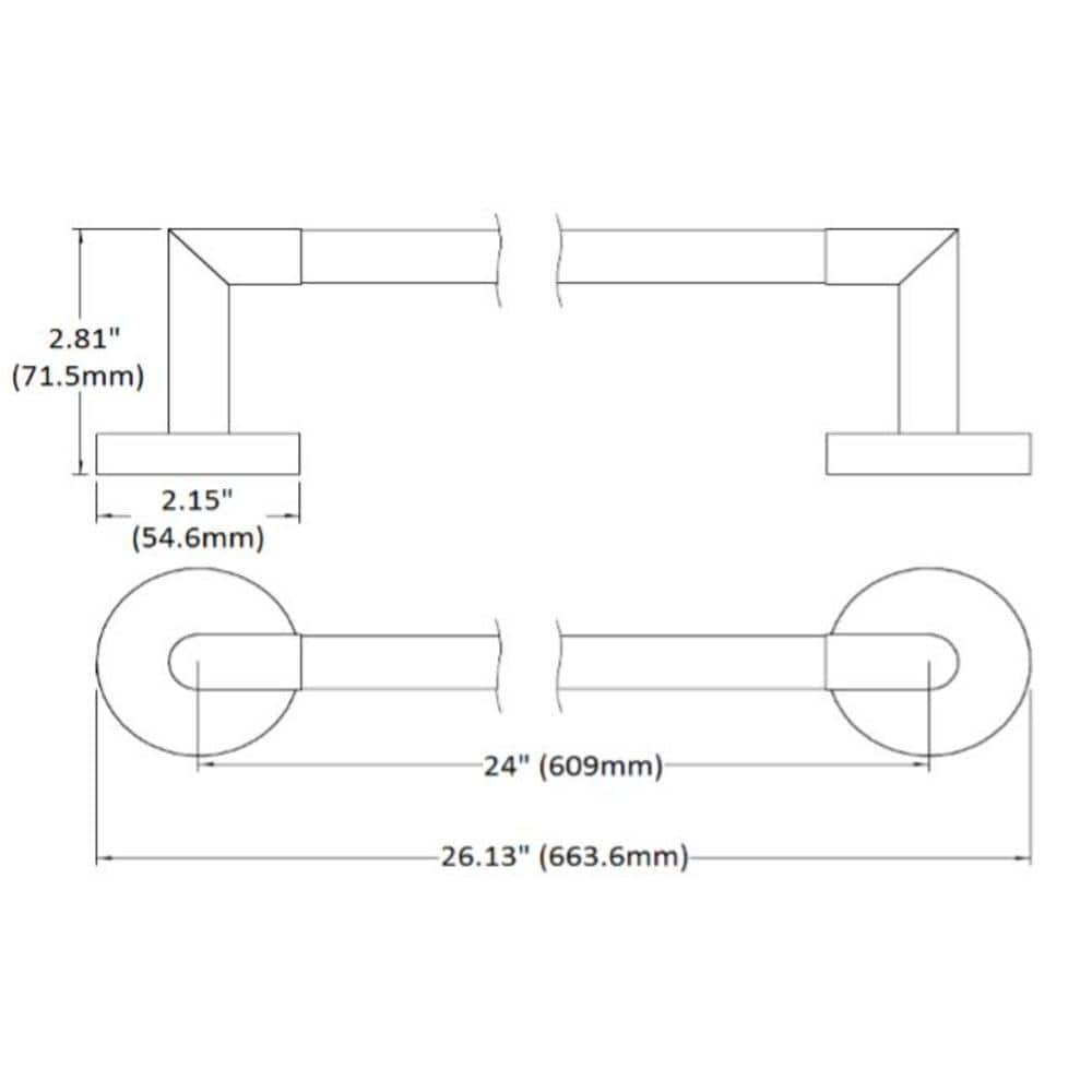 Satin Nickel 24" Wall Mounted Towel Bar