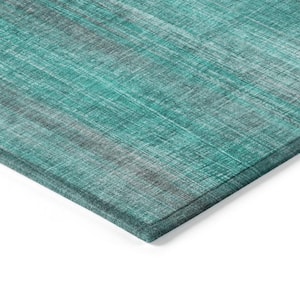 Chantille ACN552 Teal 8 ft. x 8 ft. Round Machine Washable Indoor/Outdoor Geometric Area Rug