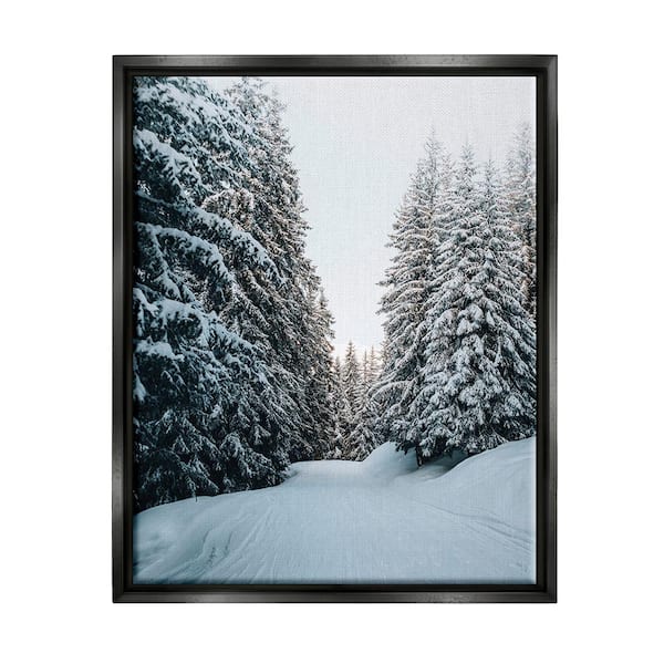 Stupell Industries Snowy Ski Slopes by Incado 1-Piece Floater Frame Graphic Print Nature Poster Art Print 21 in. x 17 in.