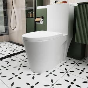 1-Piece 1.1/1.6 GPF Dual Flush Elongated Toilet in White (Seat Included)