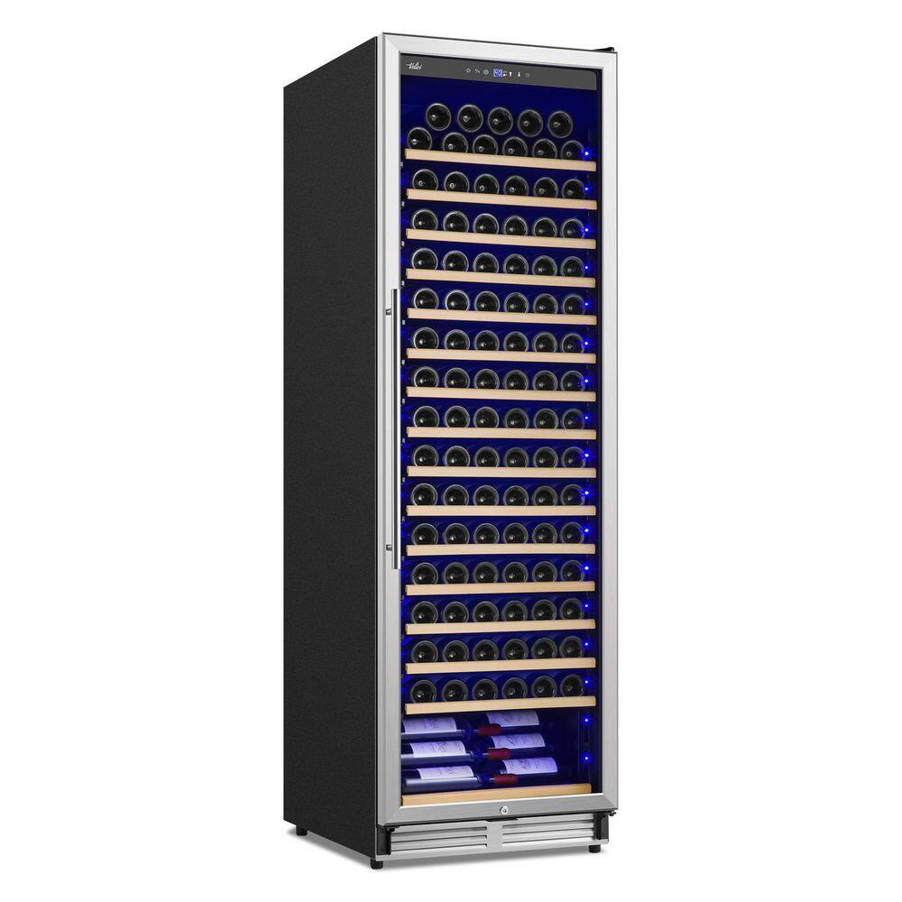 23.54 in. Wine Cooler Refrigerator, Single Zone Freestanding for 190 Bottles with Blue LED in Stainless Steel price history on PriceWatchPro