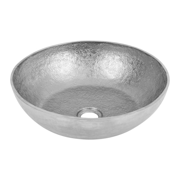 Premier Copper Products Terra Firma 14 in. Round Bathroom Vessel Sink in Gray Nickel-Plated Copper