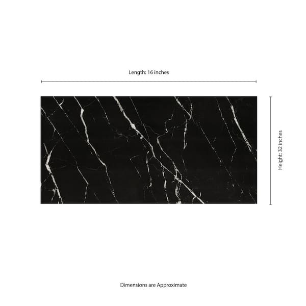 MSI Aashini Black 16 in. x 32 in. Polished Porcelain Marble Look