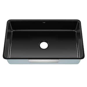 Pintura Black Porcelain Enameled 32 in. Single Bowl Undermount Kitchen Sink