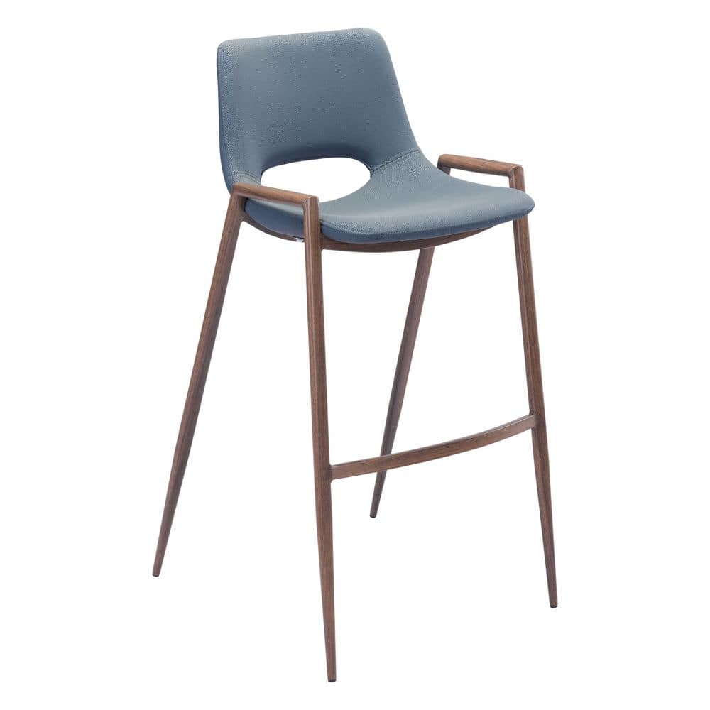 Gray Metal and Wood Contemporary Bar Stool Set