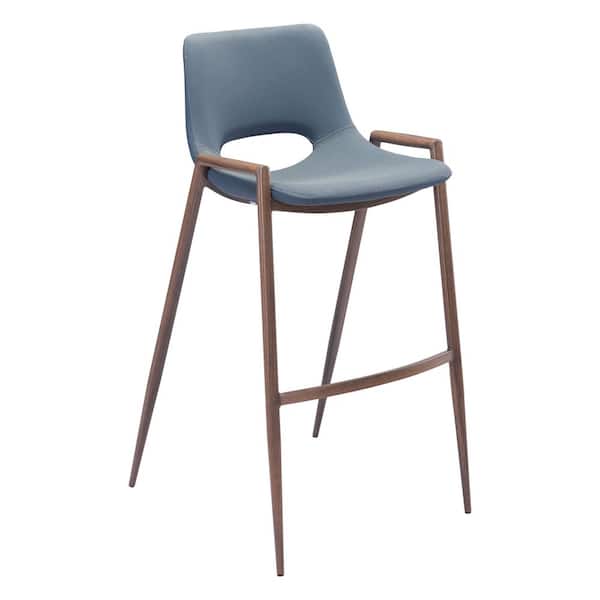 ZUO Desi Gray High Back Metal Bar Height (28-33 in.) Bar Stool