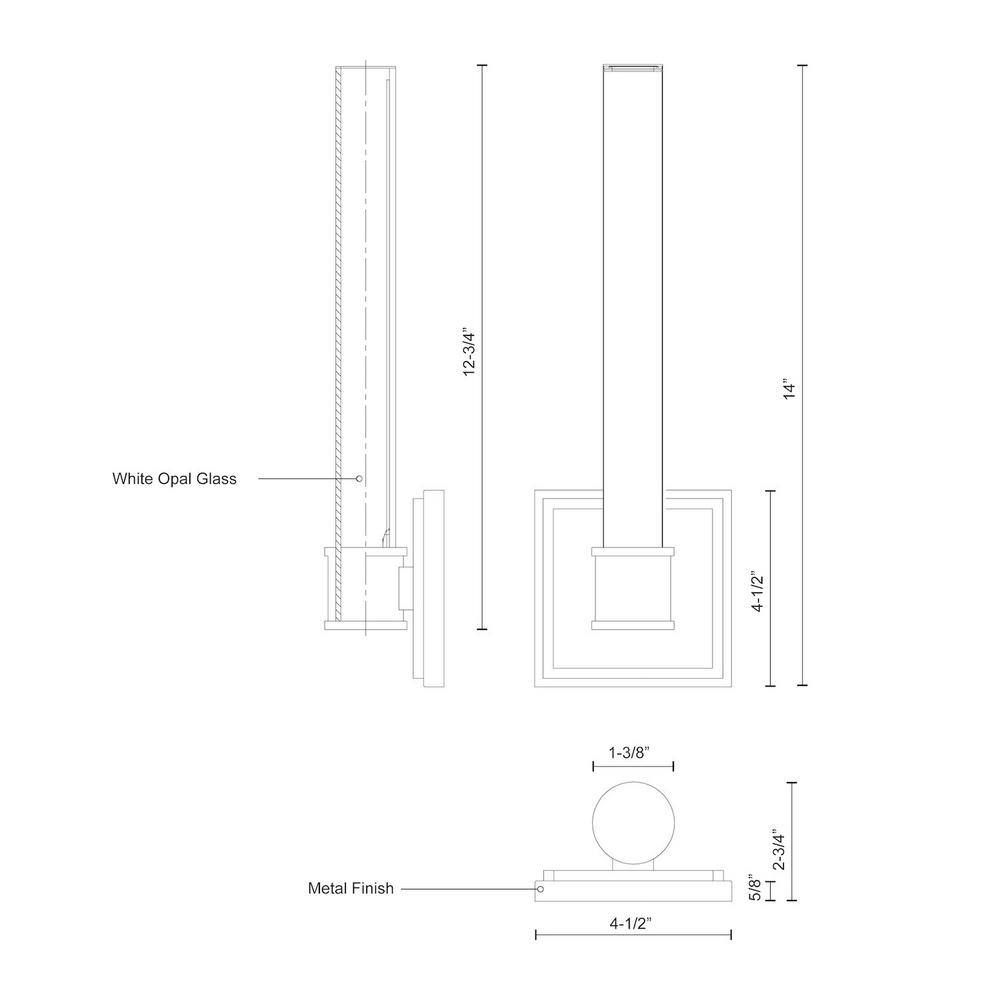 Rona Sleek Black Aluminum LED Dimmable Wall Sconce