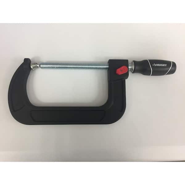 Husky 6 in Quick Adjustable C-Clamp with Rubber Handle 