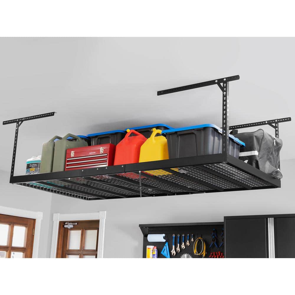 Black Heavy Duty Steel Adjustable Overhead Garage Storage Rack