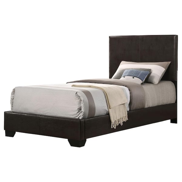 Coaster Conner Black and Dark Brown Upholstered Frame Twin Panel Bed ...