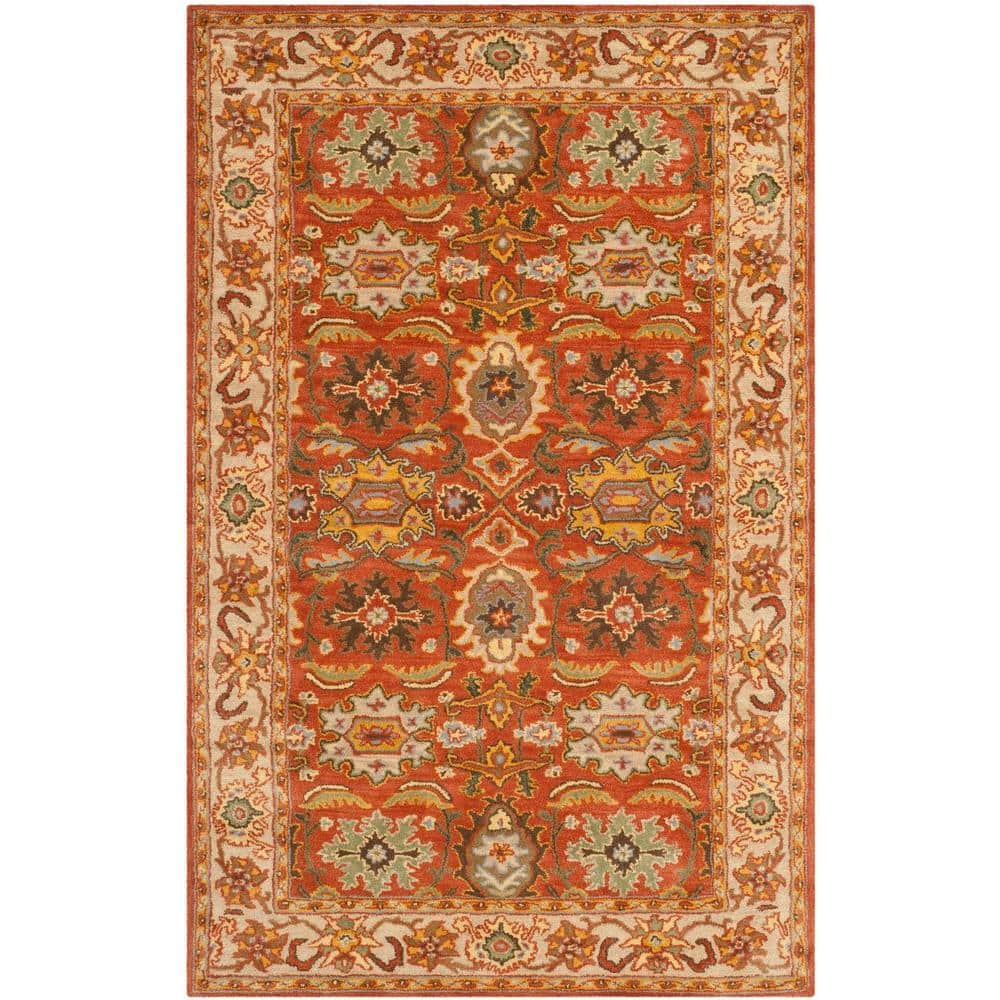 Hand-Tufted Rust and Beige Wool Area Rug, 4' x 6'