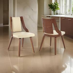 Cream Faux Leather Cushioned Back Dining Chair (Set of 2)