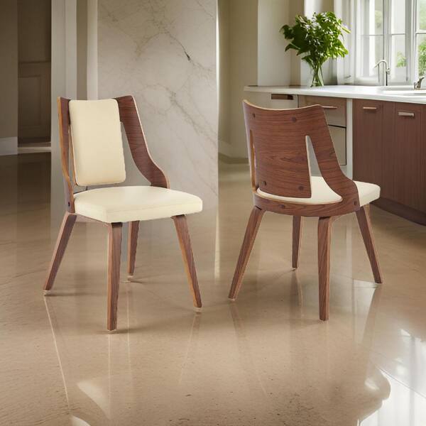 Benjara Cream Faux Leather Cushioned Back Dining Chair (Set of 2)