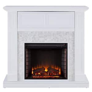 Kristinna 46 in. Tiled Media Electric Fireplace Console in White