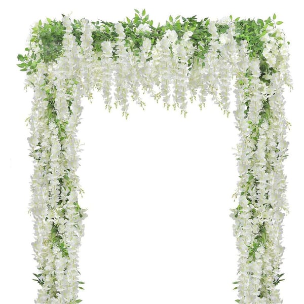 Unbranded 7.2 ft. White Artificial Wisteria Garland Silk Fake