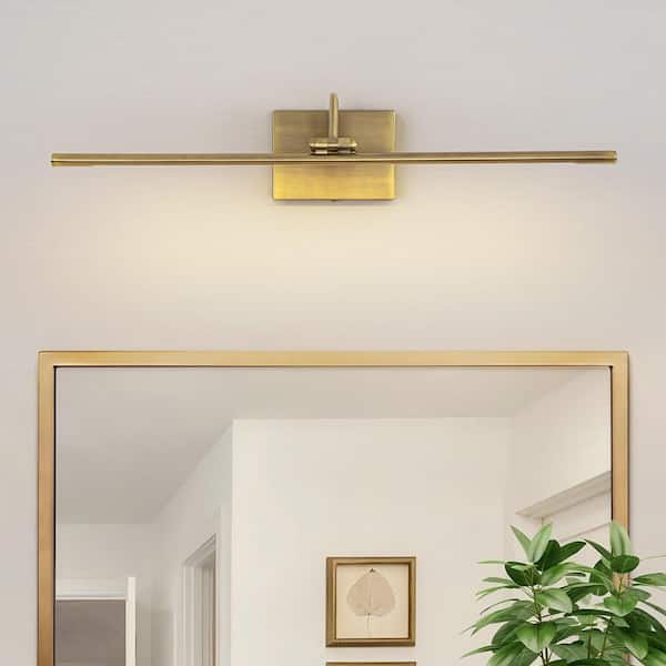 Maren 23.6 in. Modern 1-Light Antique Green Linear LED Wall Sconce Picture Light with Curved Arm for Living Room