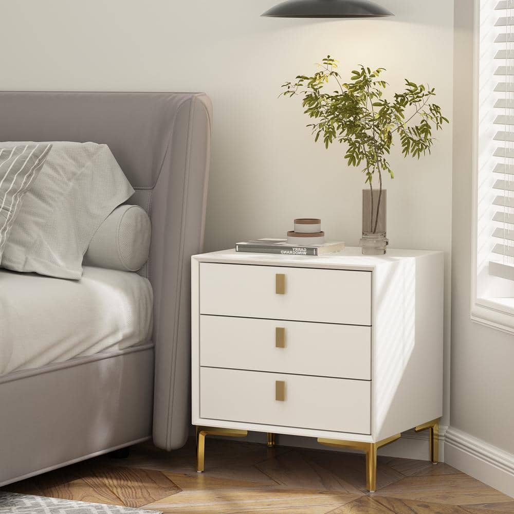 FUFU&GAGA 2-Drawer White Nightstands Side Table Bedside Table 18.9 in. H x  15.7 in. W x 11.6 in. D KF200150-01 - The Home Depot