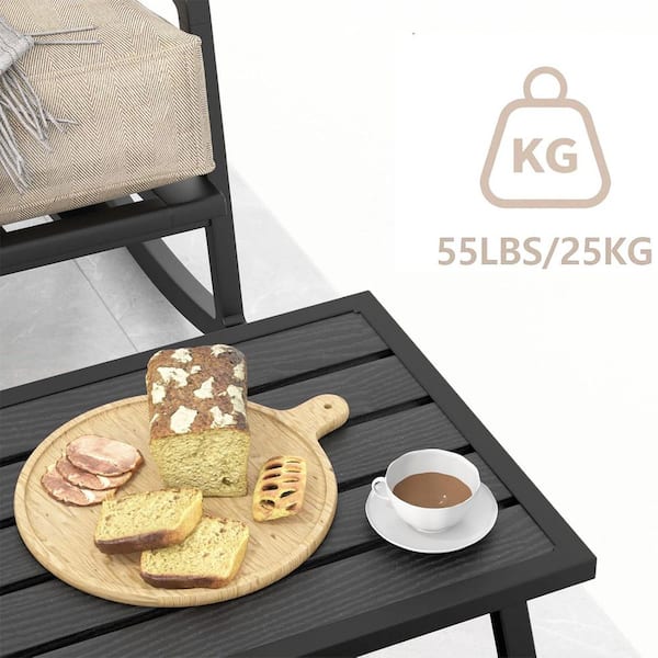 Black Rectangular Metal Outdoor Coffee Table L083121QC1 - The Home