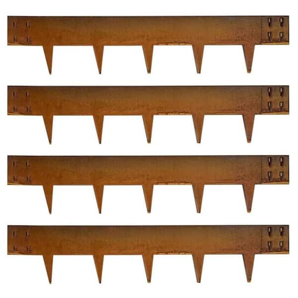 40 in. x 8 in. Corten Steel Rustic Patina Edging Metal Border for Garden Beds 6-Pieces