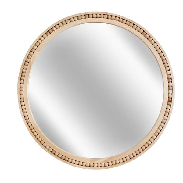 Natural 30 in W x 30 in. H Farmhose Round Wood Framed Mirror