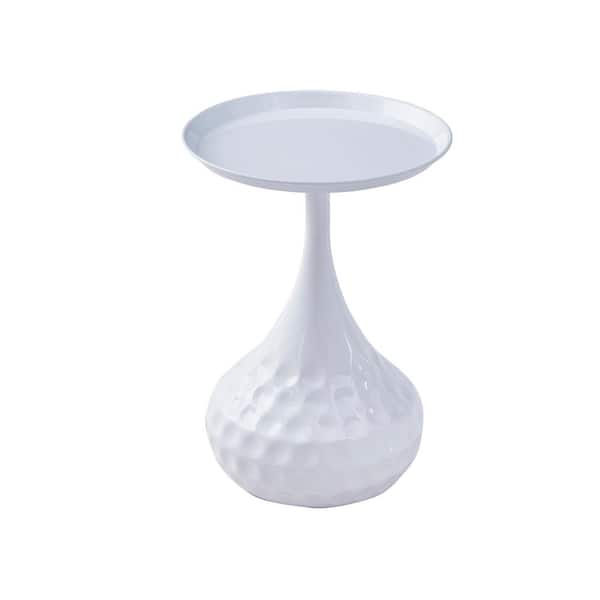 Sudzendf White Metal Round Outdoor Side Table 1-Piece