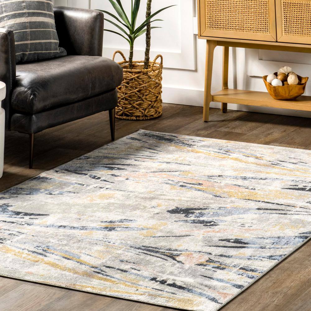 Abstract Multicolor Machine Washable Indoor Area Rug