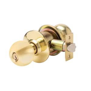 ECB Series Light Duty Bright Brass Grade 3 Cylindrical Keyed Entry Door Knob with 2-3/4 in. Backset