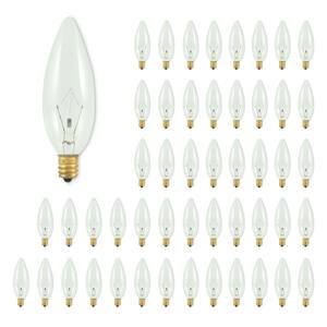 60-Watt B10 Clear Dimmable (E12) Candelabra Screw Base Warm White Light Incandescent Light Bulb, 2700K (50-Pack)