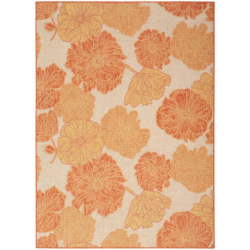 Coral Floral Flatwoven Synthetic 4' x 6' Area Rug