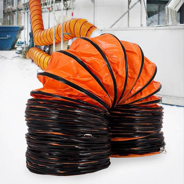 Flexible Duct Hosing 16 ft. PVC Exhaust Fan Ducting 12 in. for Duct Fans Vent Exhausts Factories Basements Farms, Orange