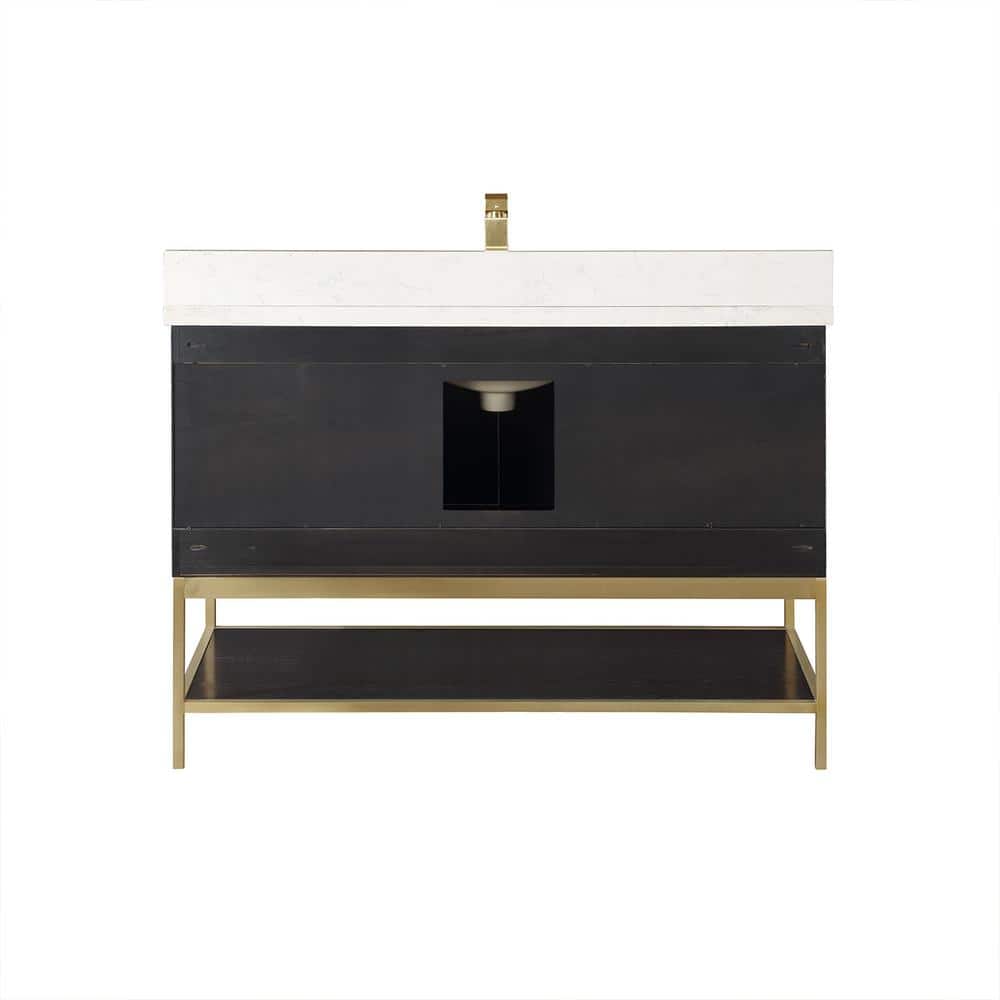 Wildy 48" Black Oak Single Bathroom Vanity with Gold Hardware