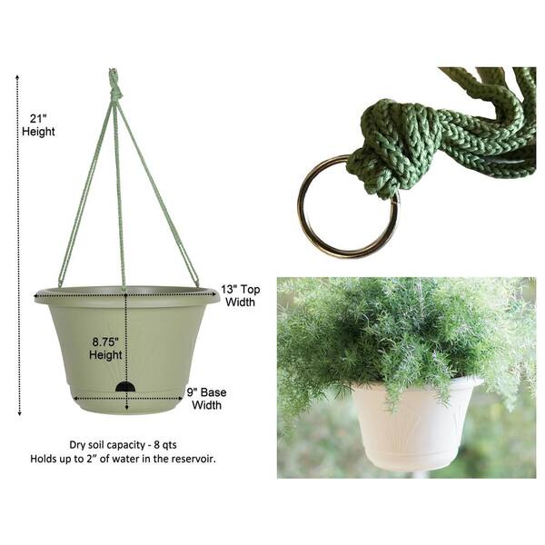 SET OF TWO NEW TERRACOTTA PLASTIC 10" HANGING BASKET PLANTERS WITH HANGERS 