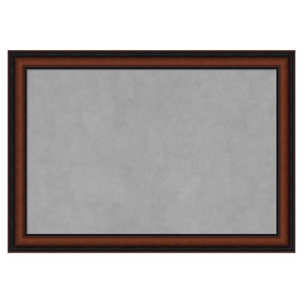 Amanti Art Cyprus Walnut Narrow 27 in. x 19 in. Framed Magnetic Board