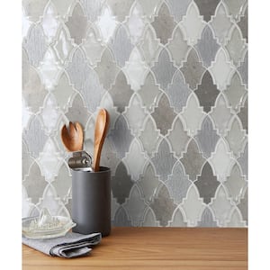 Fleur Roza 11.18 in. x 11.89 in. Floral Polished Glass Mosaic Tile ( 0.923 sq. ft./Each)