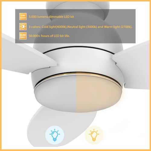 Trendsetter 52 in. Dimmable LED Indoor/Outdoor White Smart Ceiling Fan with Light and Remote, Works w/Alexa/Google Home CARRO Ceiling Fans With Lights