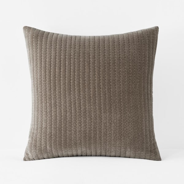 The Company Store Legends Luxury Straight Stitch Velvet Mocha Cotton Euro Quilted Sham