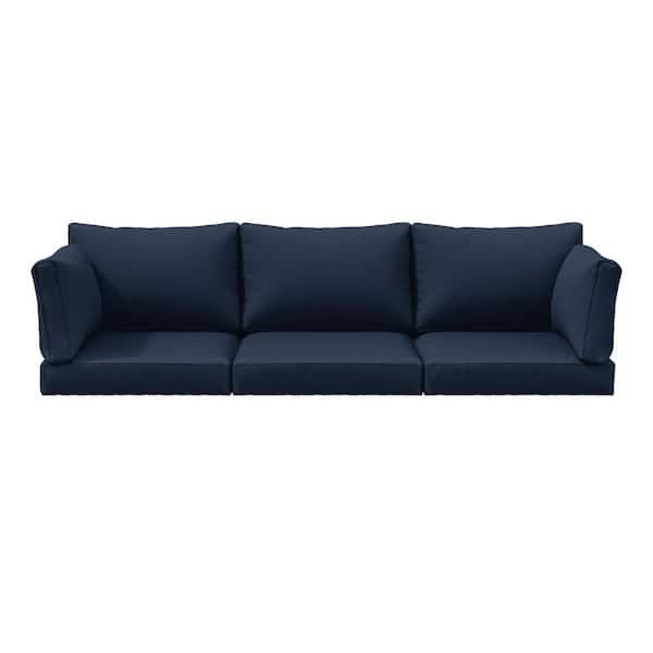 25.6 in. x 23.6 in. x 4 in. (8-Piece) Deep Seating Outdoor Lounge Chair Sofa Cushion with Lumber Pillow Cushion Navy