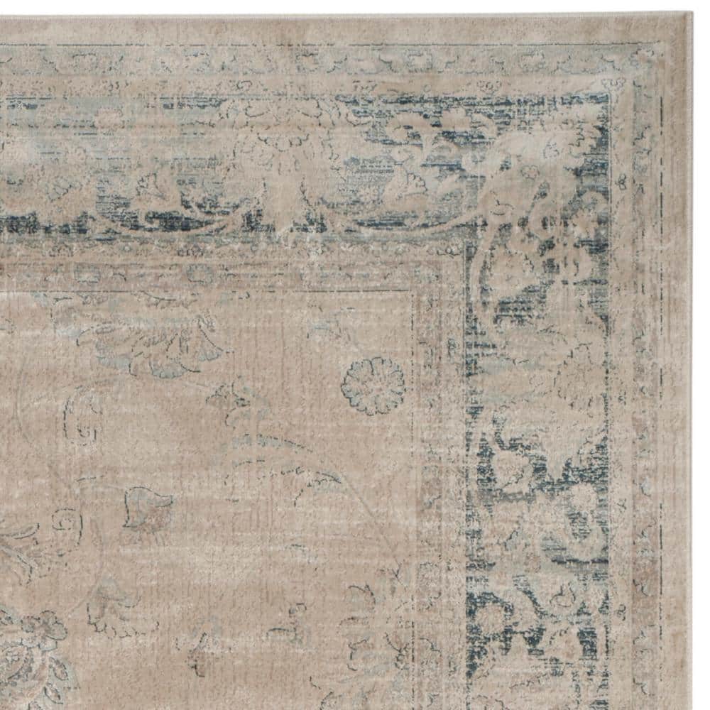 Hand-Knotted Elegance Stone Blue Viscose Area Rug, 5'3" x 7'6"