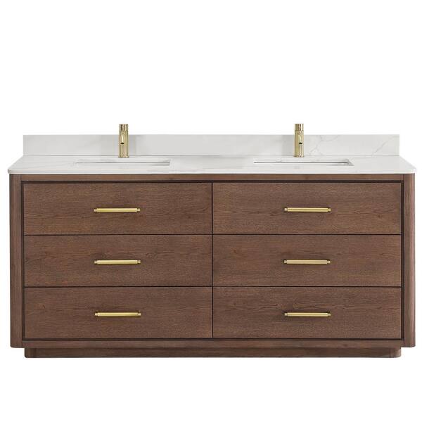 ROSWELL Porto 72 in. W x 22 in. D x 33.8 in. H Double Sink Bath Vanity ...