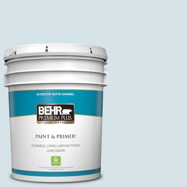 BEHR PREMIUM PLUS 5 gal. #PPL-72 Spa Retreat Satin Enamel Low Odor Interior Paint & Primer