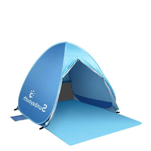 Angel Sar 4.9 ft. x 5.42 ft. Blue Anti UV Instant Portable Pop Up Baby Beach Tent for 2-3 Person