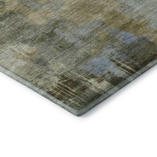 Mayfield Premium Machine Washable Abstract AMF2069 Green 3 ft. x 5 ft. Area Rug
