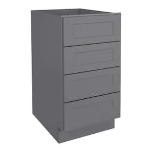 18 in. W x 24 in. D x 34.5 in. H in Shaker Gray Plywood Ready to Assemble Floor Base Kitchen Cabinet with 4 Drawers
