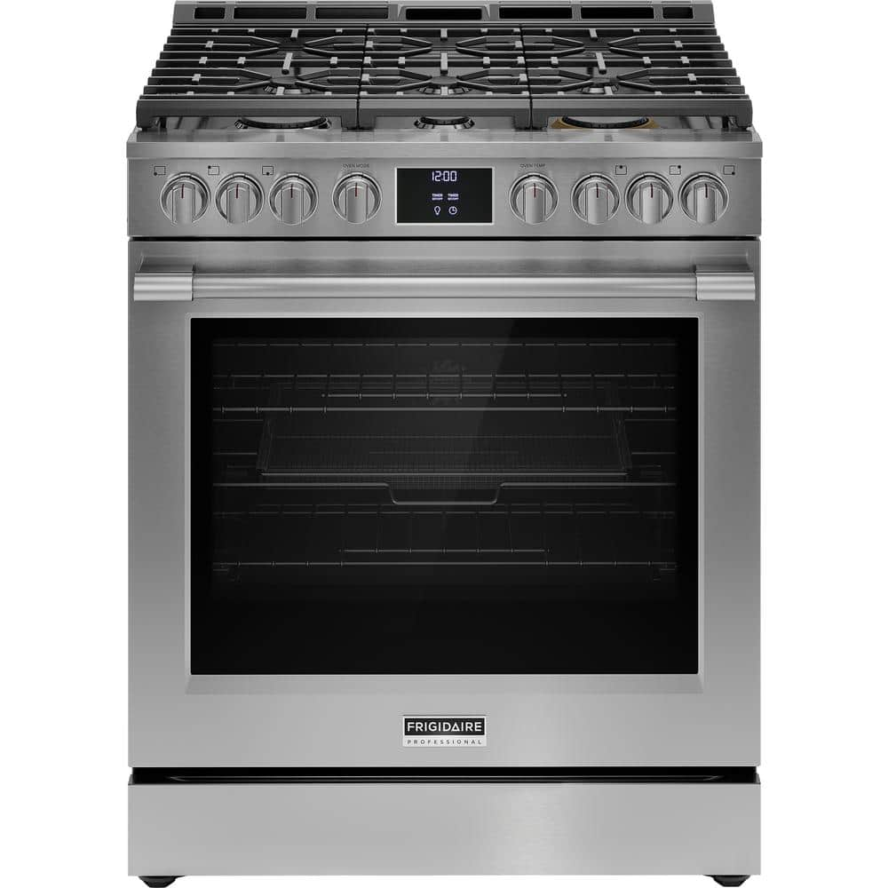 Professional 30 in. 6 Burner Slide-In Gas Range in Stainless Steel with Air Fry and Total Convection -  Frigidaire, PCFG3080AF