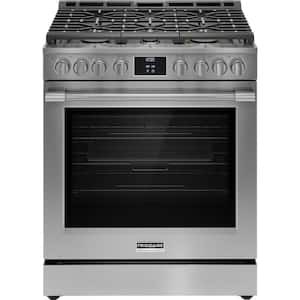 Professional 30 in. 6 Burner Slide-In Gas Range in Stainless Steel with Air Fry and Total Convection